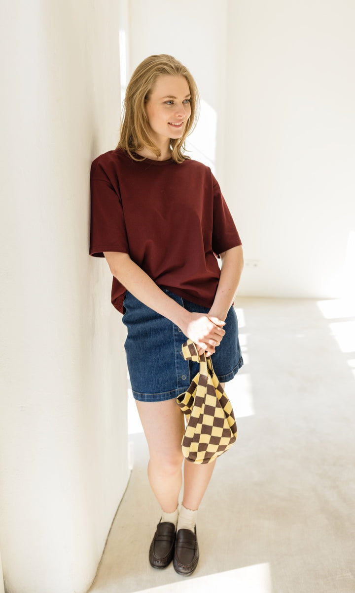 Oversized T-Shirt in Burgund - abricot coco