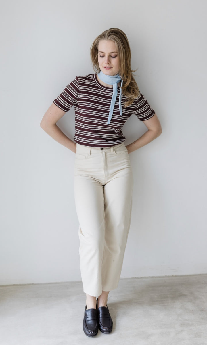 Gestreiftes Kurzarm Stillshirt Vivian - abricot coco