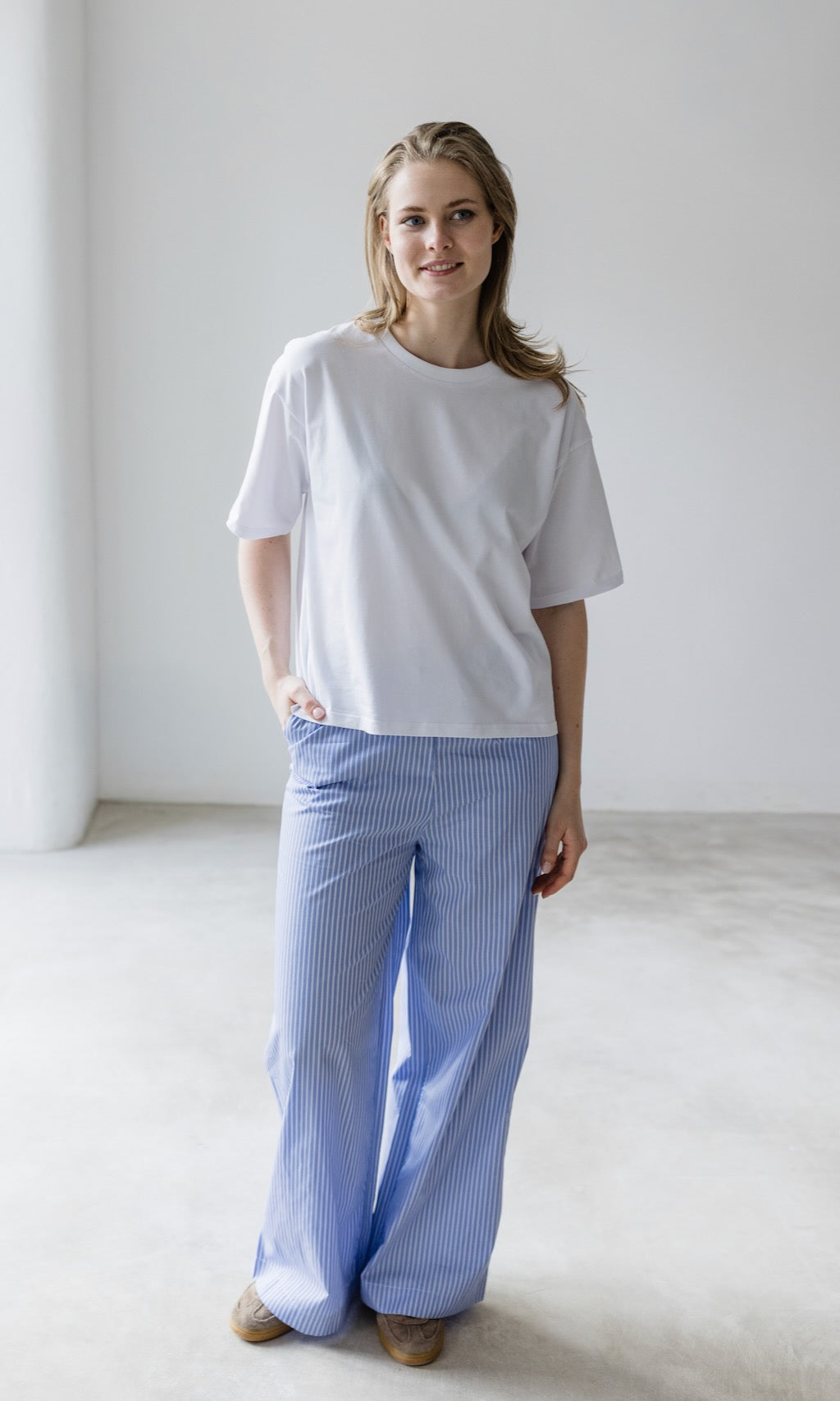 Umstands-Stoffhose aus Bio-Baumwolle - abricot coco