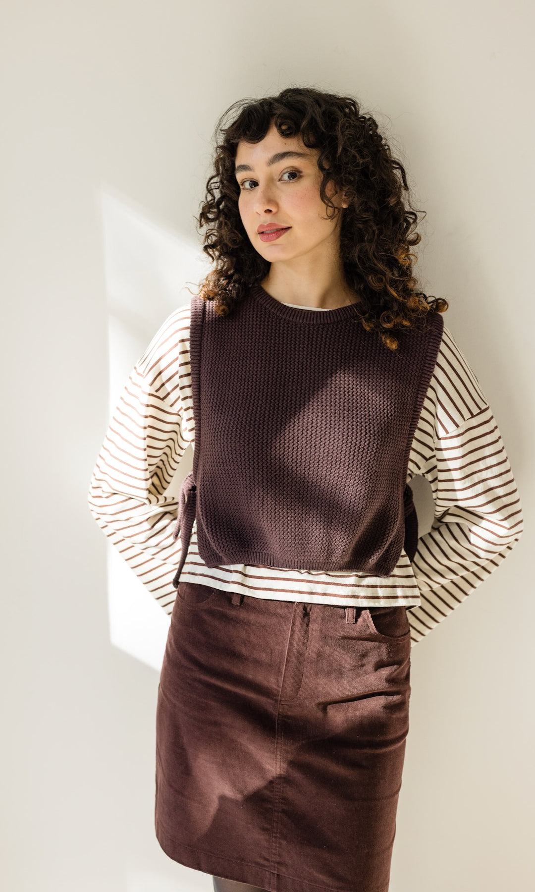 Braun gestreiftes Langarm Shirt