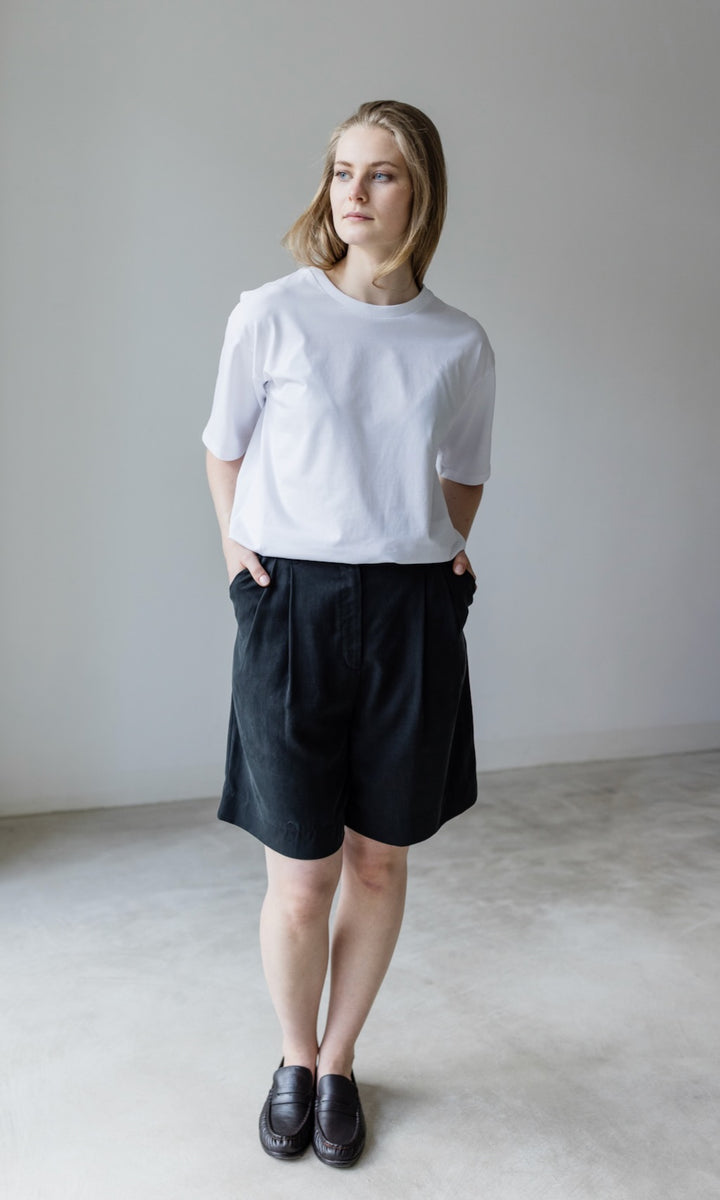 High-Waist Bermuda aus Lyocell - abricot coco