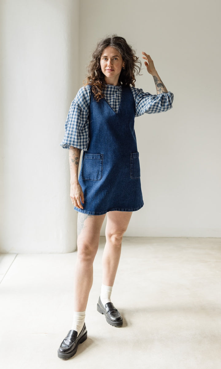 Kurzes Jeanskleid Audrey in Denim Blau aus Bio Baumwolle