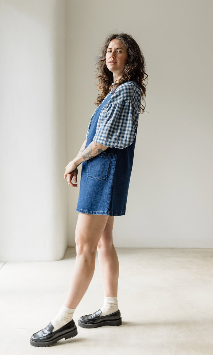 Kurzes Jeanskleid Audrey in Denim Blau aus Bio Baumwolle