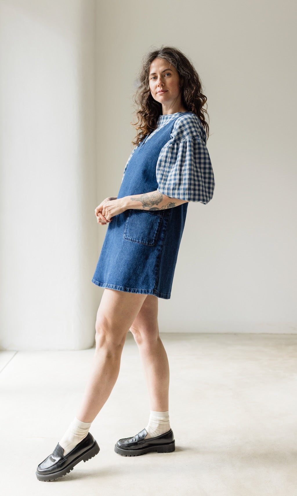 Kurzes Jeanskleid Audrey in Denim Blau aus Bio Baumwolle