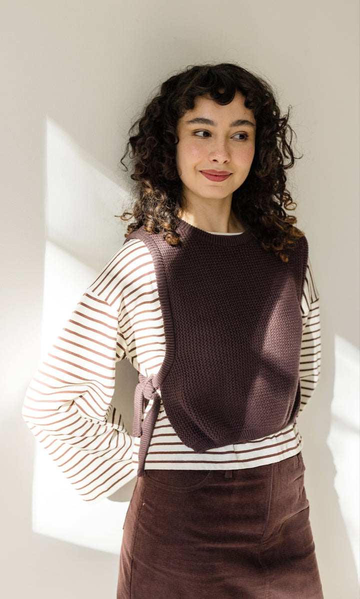 Braun gestreiftes Langarm Shirt