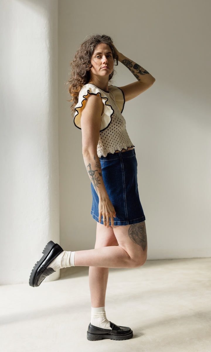 Stricktop Sora mit Volant Ärmel aus Bio Baumwolle