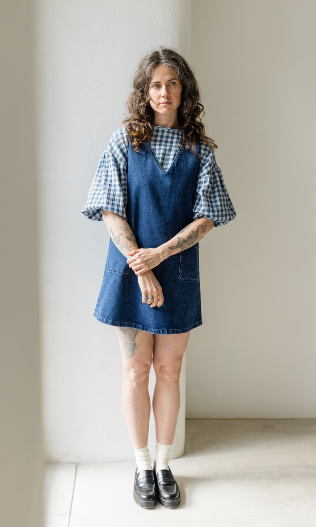 Kurzes Jeanskleid Audrey in Denim Blau aus Bio Baumwolle