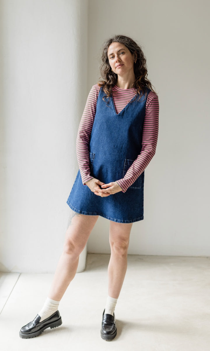 Kurzes Jeanskleid Audrey in Denim Blau aus Bio Baumwolle