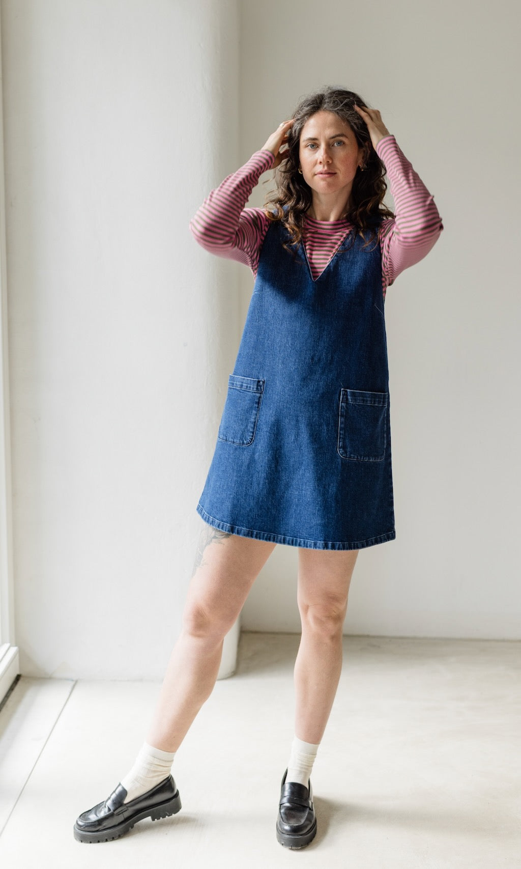 Kurzes Jeanskleid Audrey in Denim Blau aus Bio Baumwolle