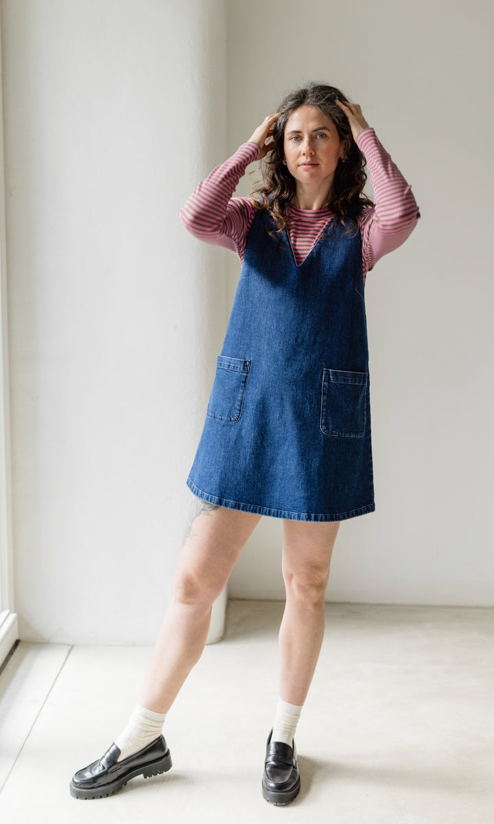 Kurzes Jeanskleid Audrey in Denim Blau aus Bio Baumwolle