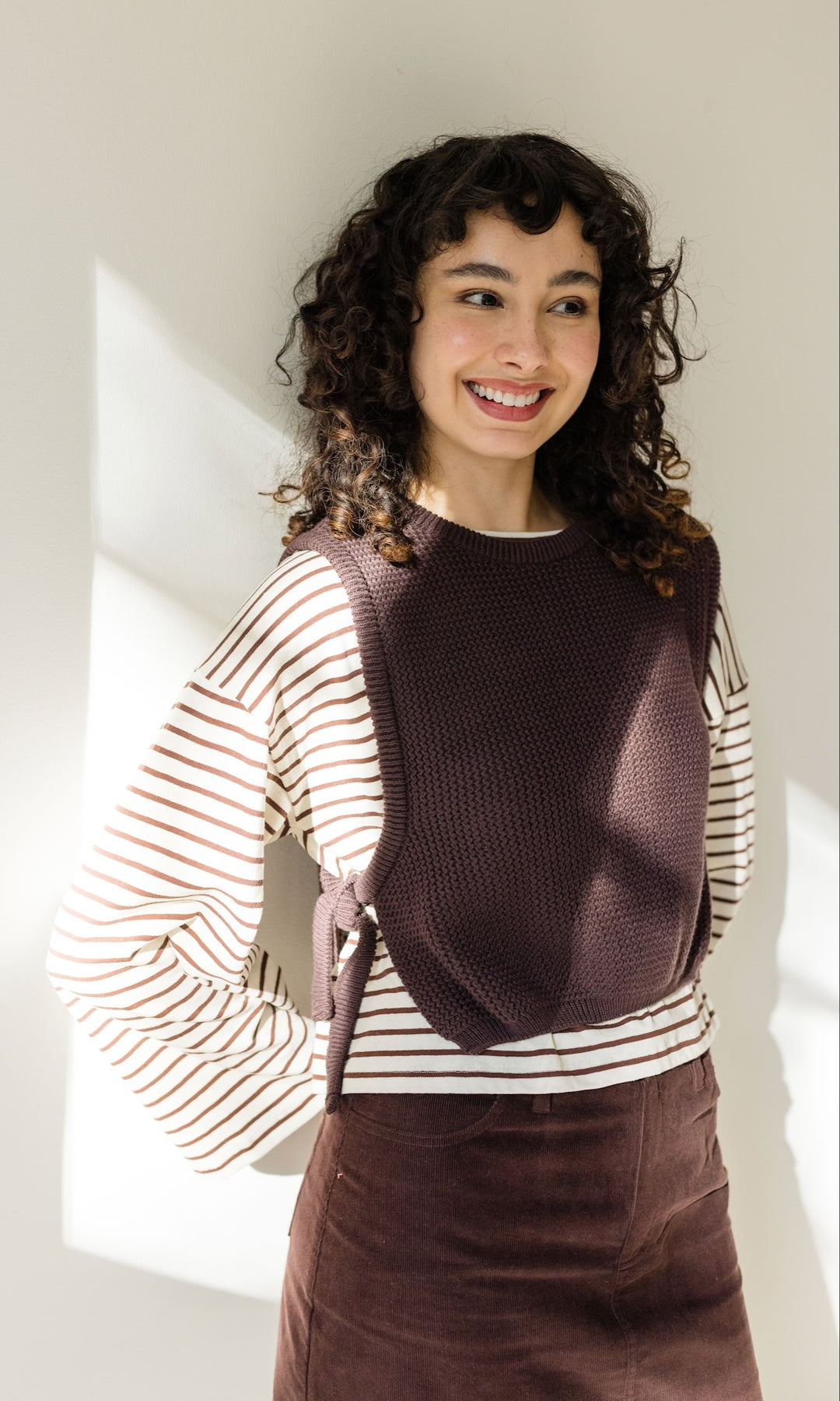 Braun gestreiftes Langarm Shirt