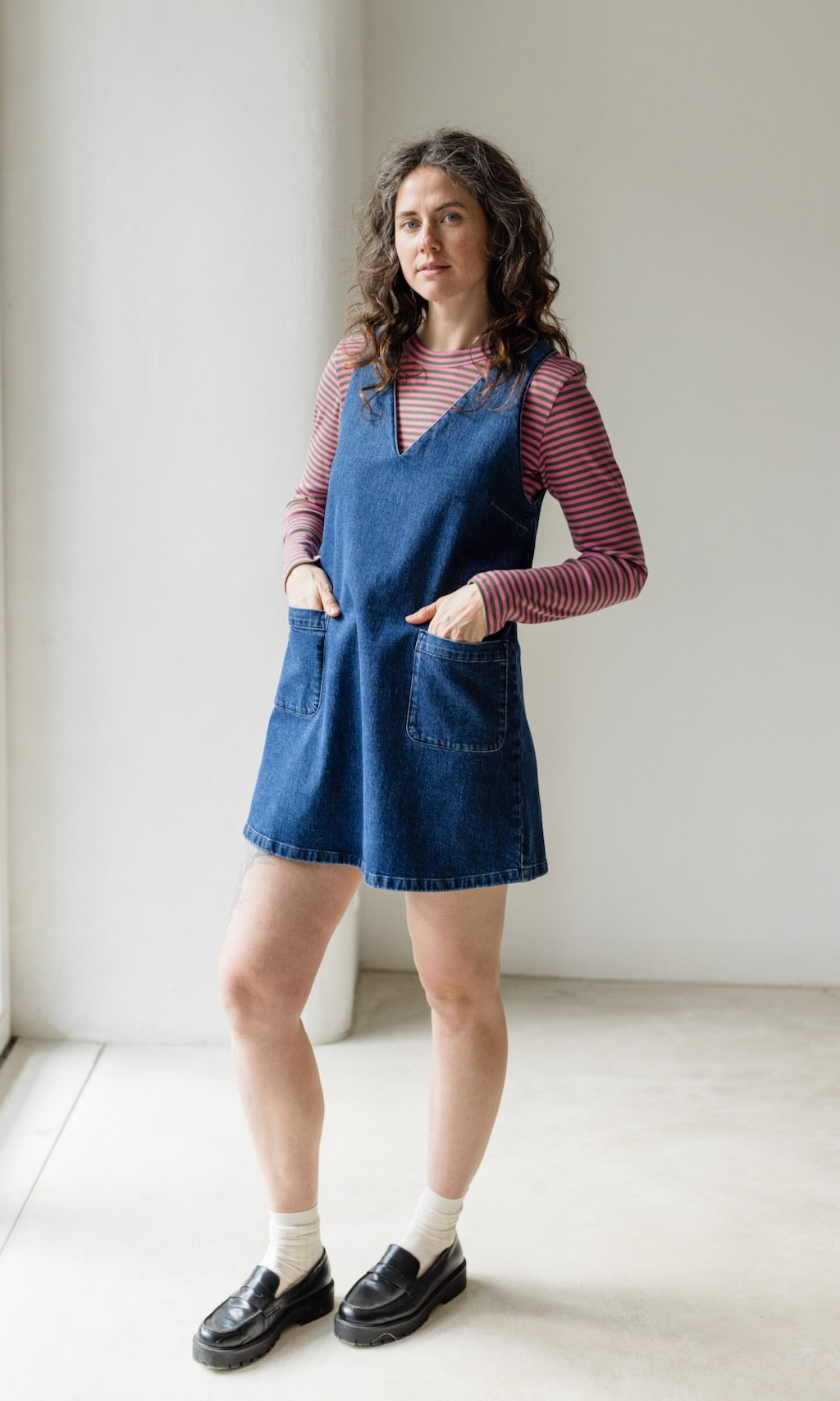 Kurzes Jeanskleid Audrey in Denim Blau aus Bio Baumwolle