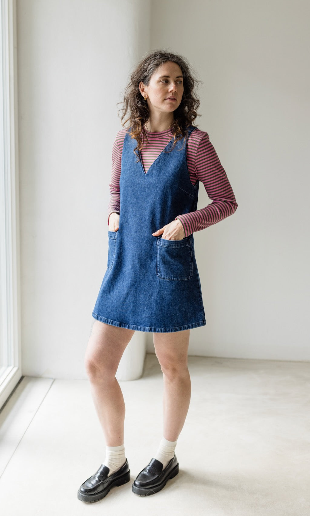 Kurzes Jeanskleid Audrey in Denim Blau aus Bio Baumwolle