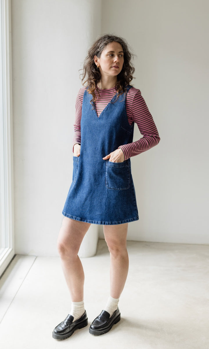 Kurzes Jeanskleid Audrey in Denim Blau aus Bio Baumwolle