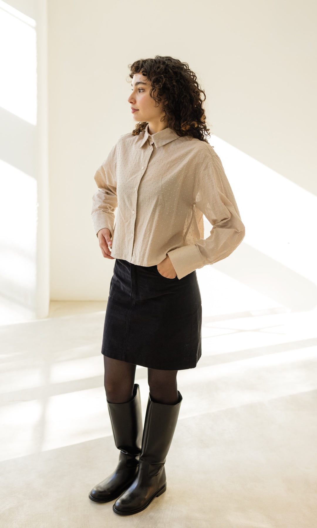 Minirock aus Cord in Schwarz