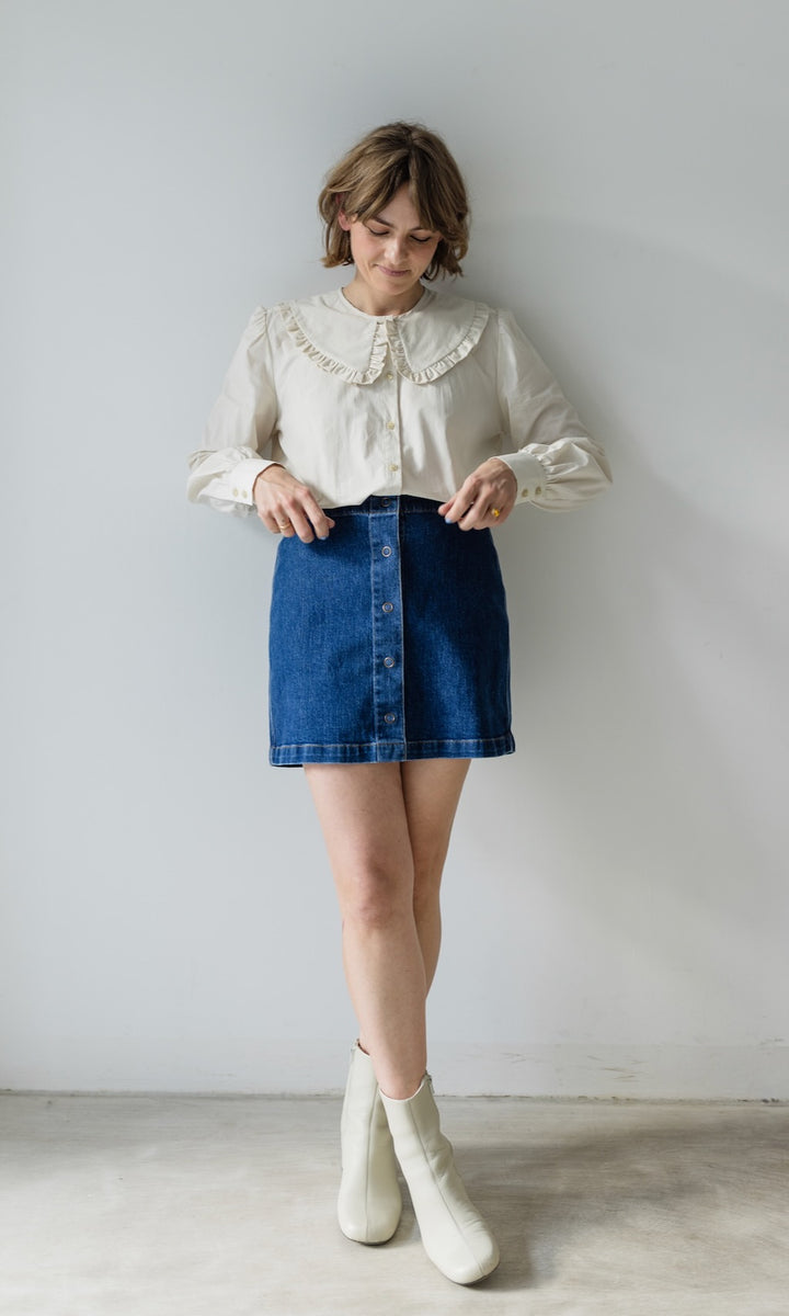 Bluse mit großem Kragen Alice aus Bio Baumwolle - abricot coco