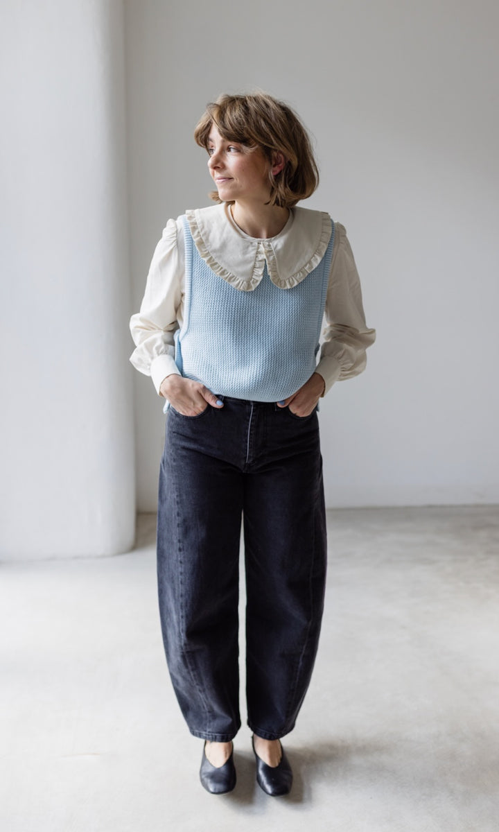 Pullunder mit seitlichem Bindedetail Hellblau aus Bio Baumwolle - abricot coco