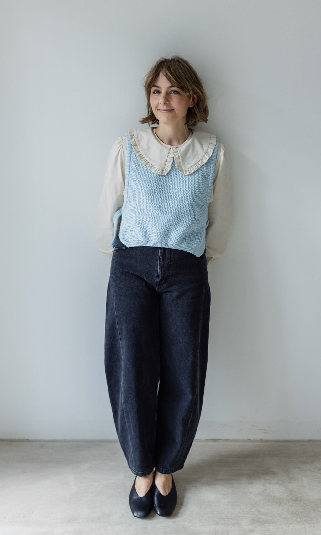 Pullunder mit seitlichem Bindedetail Hellblau aus Bio Baumwolle - abricot coco