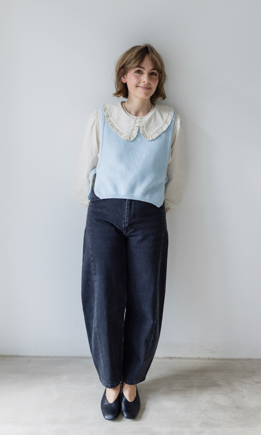 Pullunder mit seitlichem Bindedetail Hellblau aus Bio Baumwolle - abricot coco