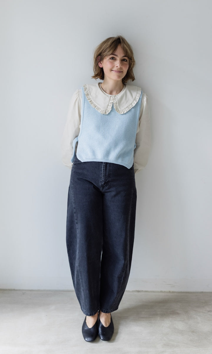 Pullunder mit seitlichem Bindedetail Hellblau aus Bio Baumwolle - abricot coco