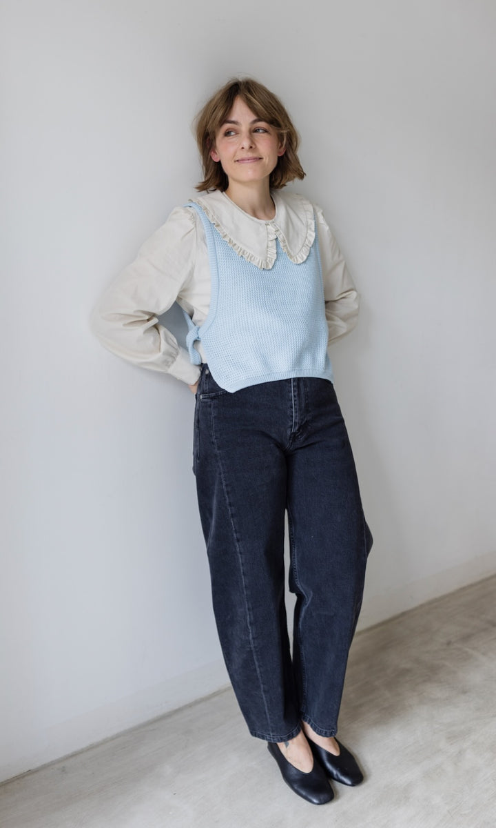 Pullunder mit seitlichem Bindedetail Hellblau aus Bio Baumwolle - abricot coco