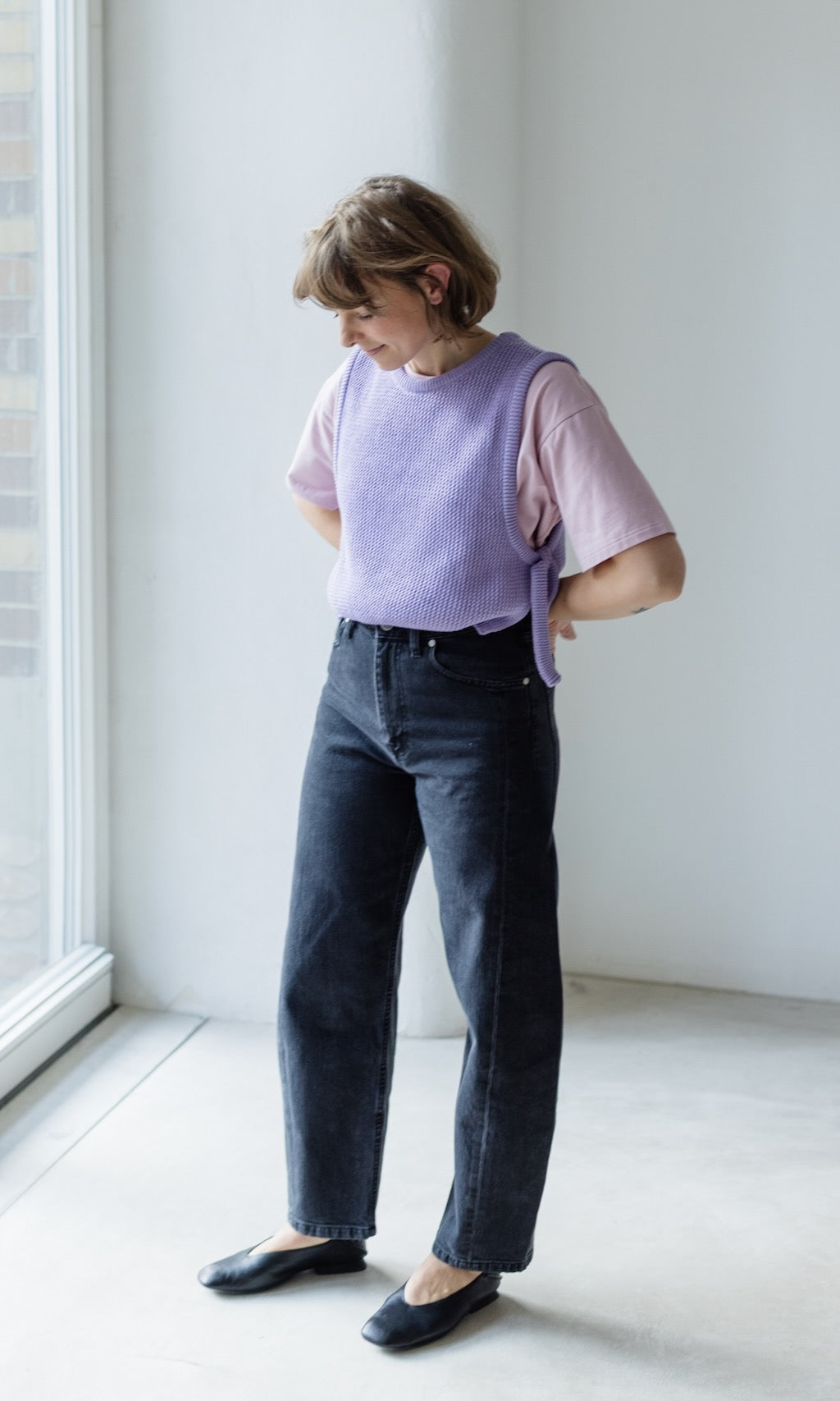 Barrel Jeans aus Bio Baumwolle Washed Black - abricot coco