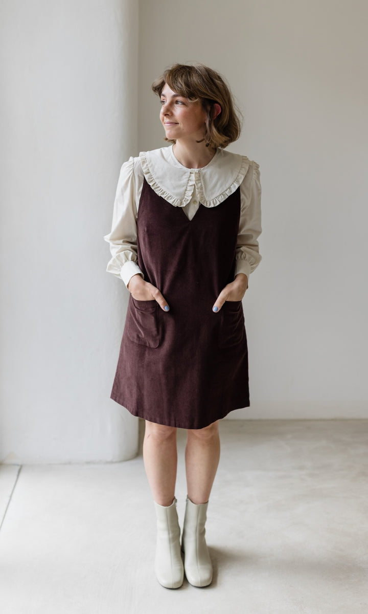 Bluse mit großem Kragen Alice aus Bio Baumwolle - abricot coco