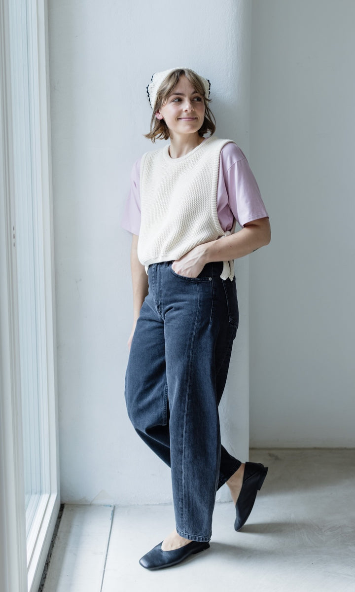 Pullunder mit seitlichem Bindedetail in Creme aus Bio Baumwolle - abricot coco