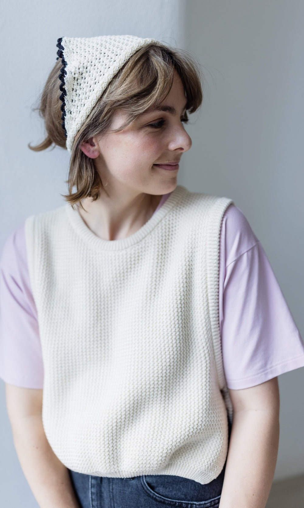 Pullunder mit seitlichem Bindedetail in Creme aus Bio Baumwolle - abricot coco