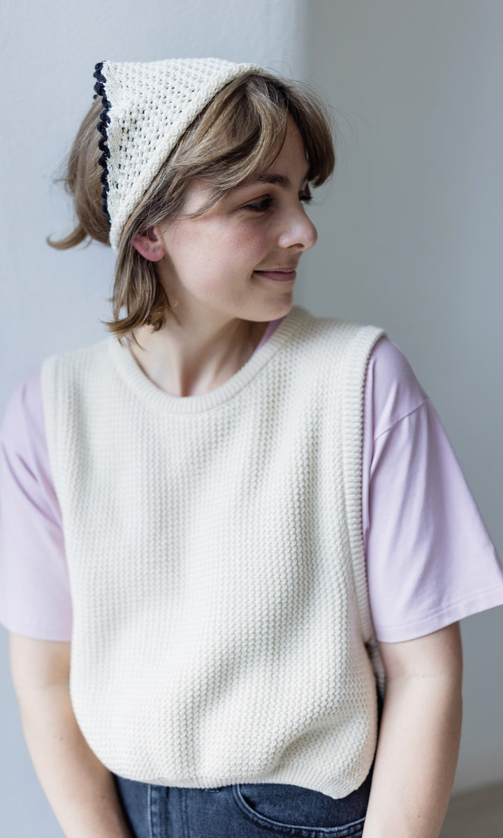 Pullunder mit seitlichem Bindedetail in Creme aus Bio Baumwolle - abricot coco