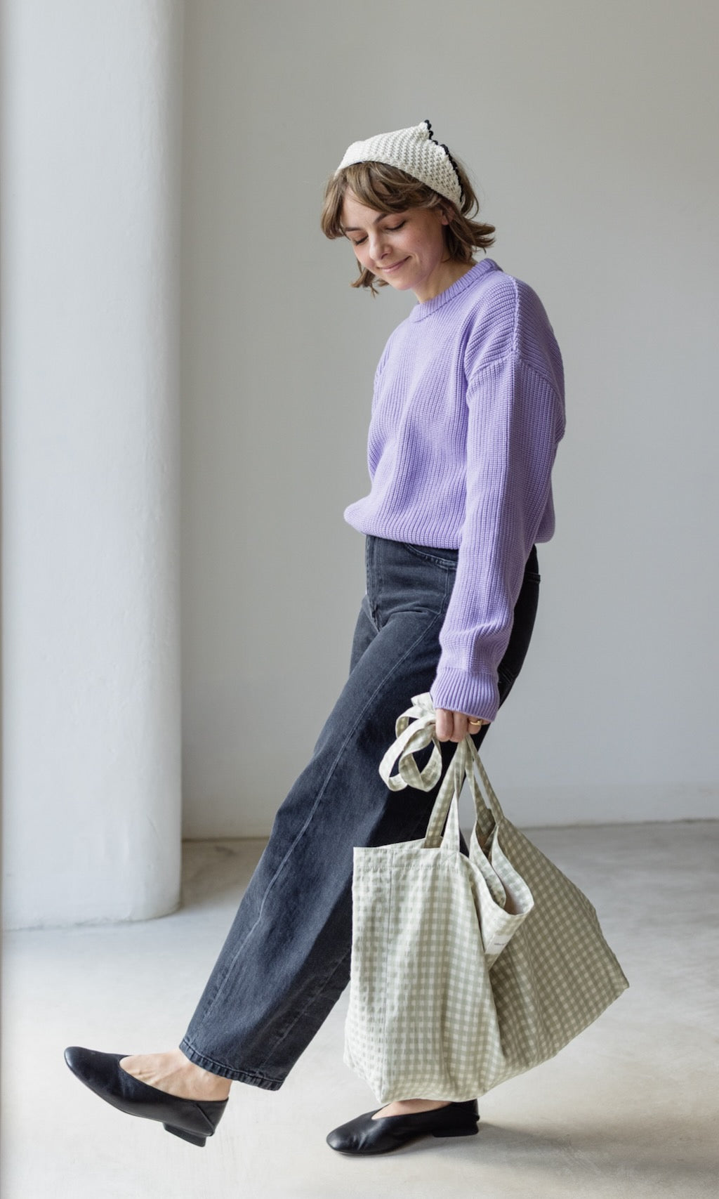 Mom Bag Grün-Kariert aus Bio Baumwolle