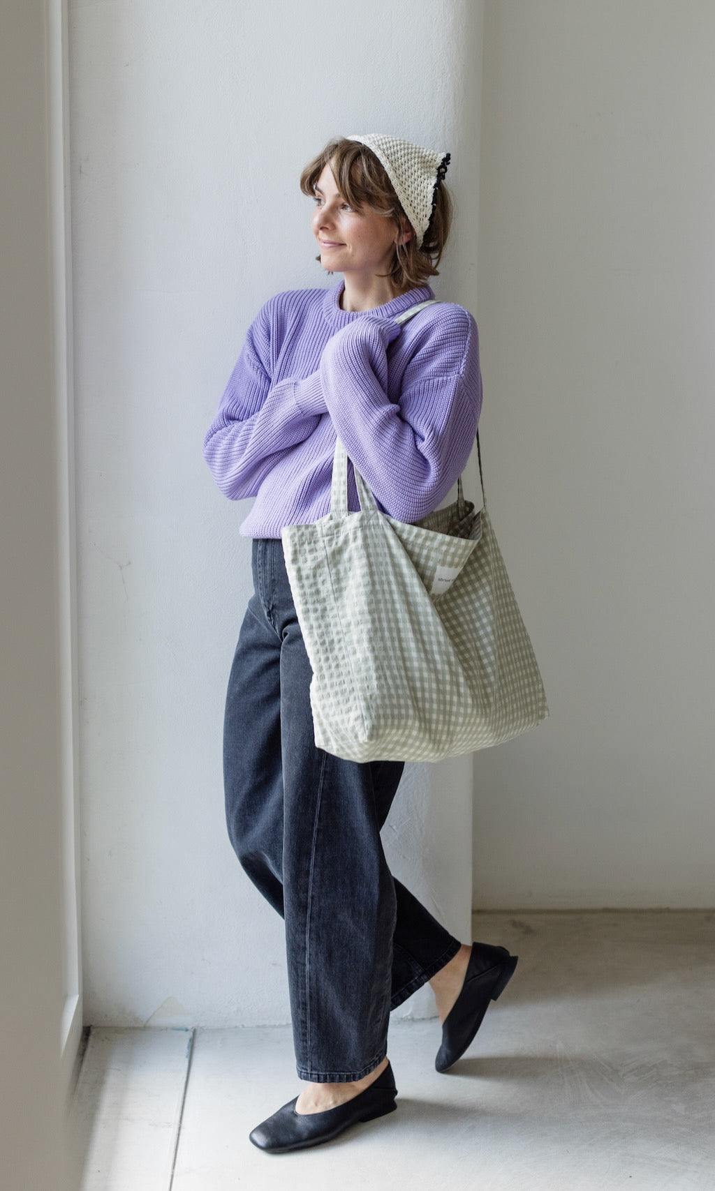 Mom Bag Grün-Kariert aus Bio Baumwolle