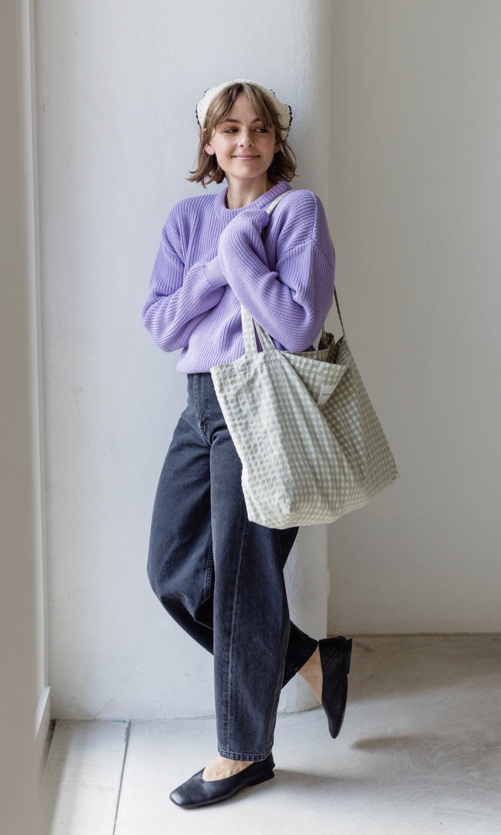 Mom Bag Grün-Kariert aus Bio Baumwolle