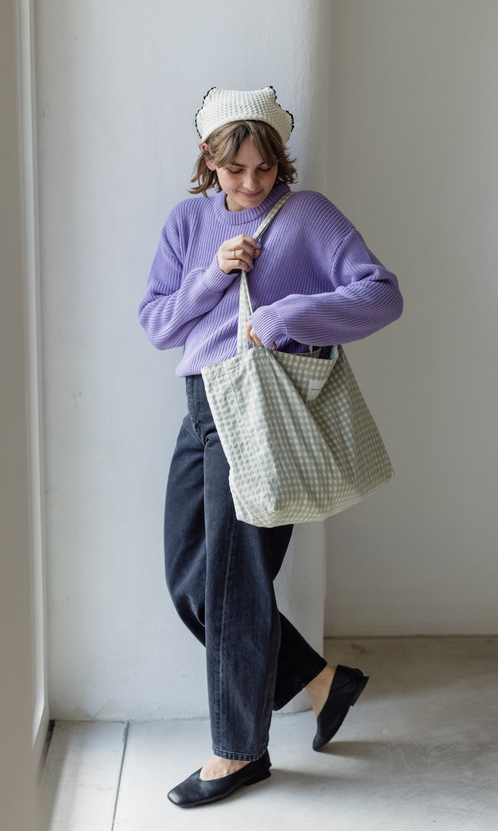 Mom Bag Grün-Kariert aus Bio Baumwolle