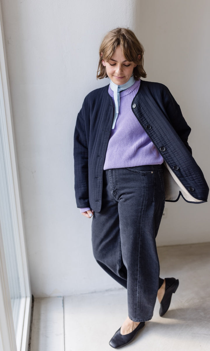 Kleiner Strickschal zum Binden Hellblau aus Bio Baumwolle - abricot coco