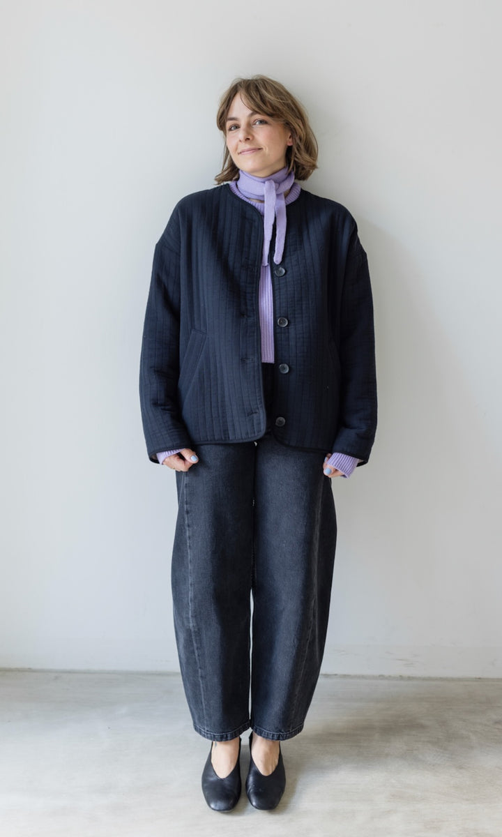 Kleiner Strickschal zum Binden Flieder aus Bio Baumwolle