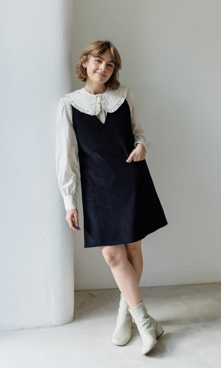 Bluse mit großem Kragen Alice aus Bio Baumwolle - abricot coco