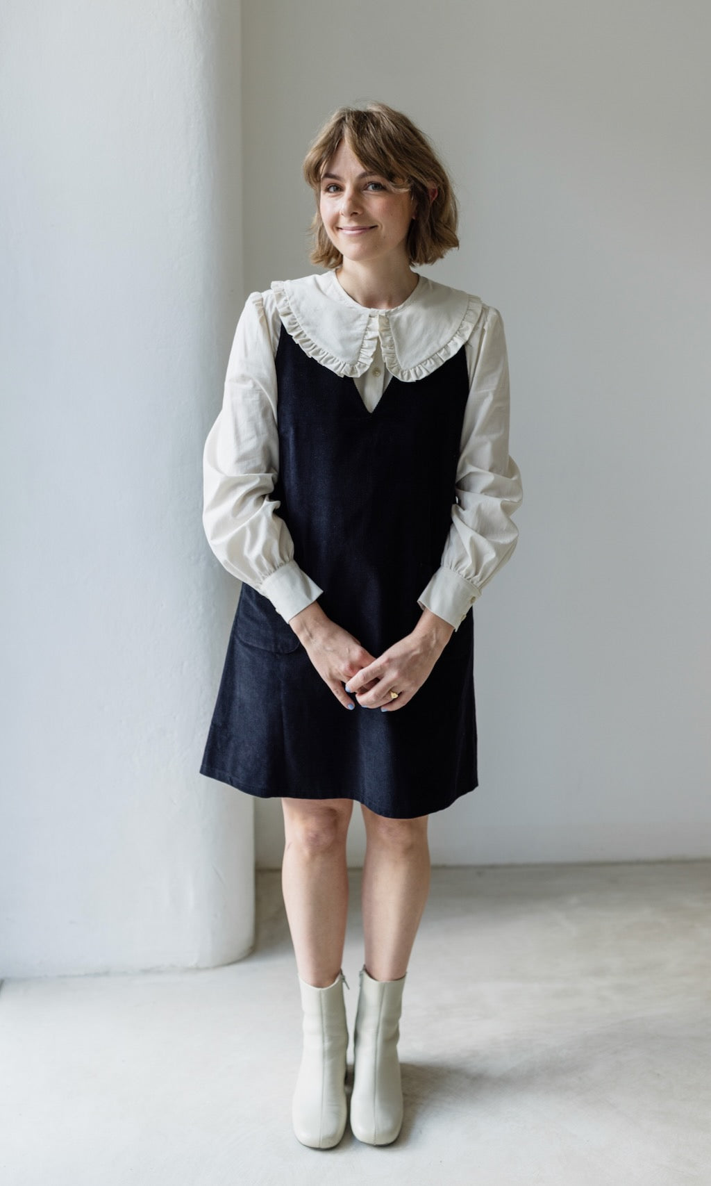 Bluse mit großem Kragen Alice aus Bio Baumwolle - abricot coco