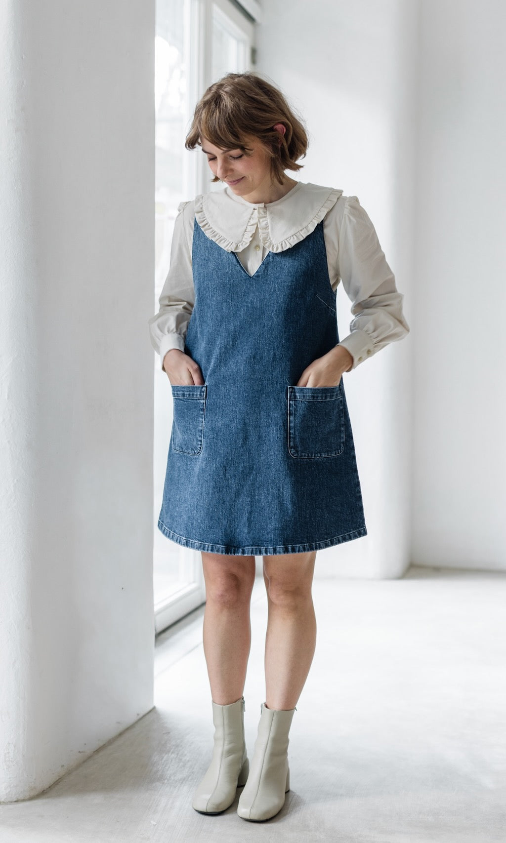 Kurzes Jeanskleid Audrey - abricot coco