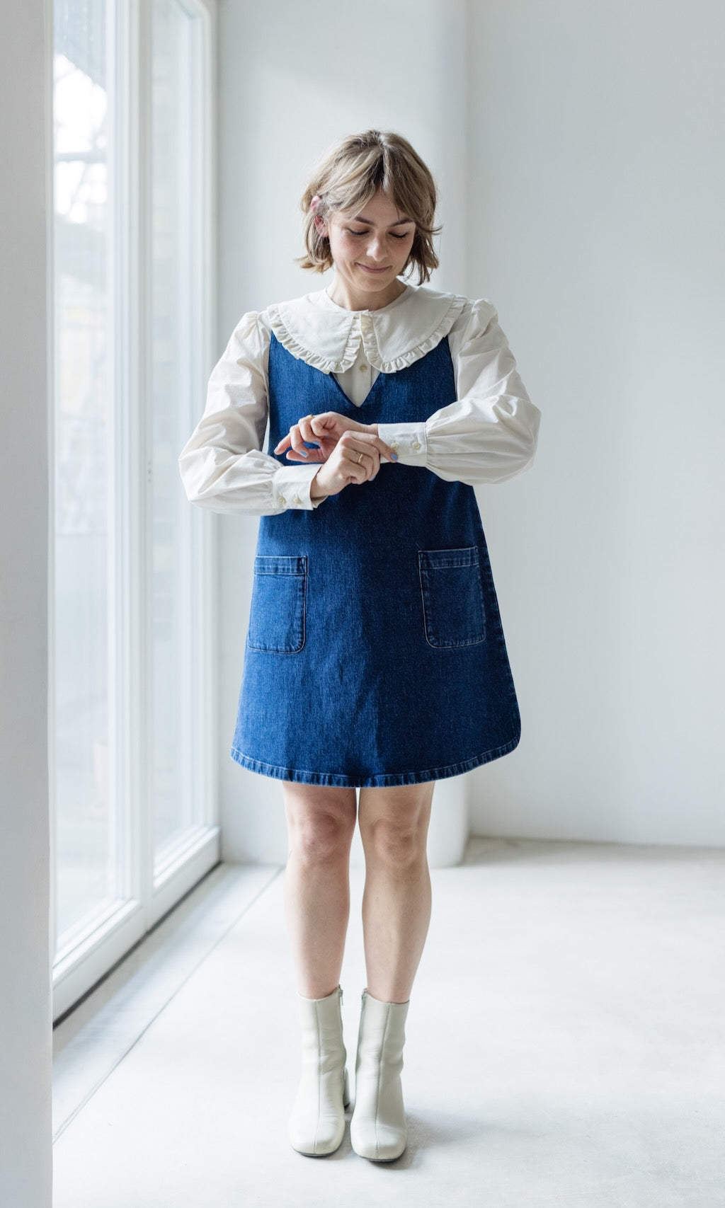 Kurzes Jeanskleid Audrey in Denim Blau aus Bio Baumwolle