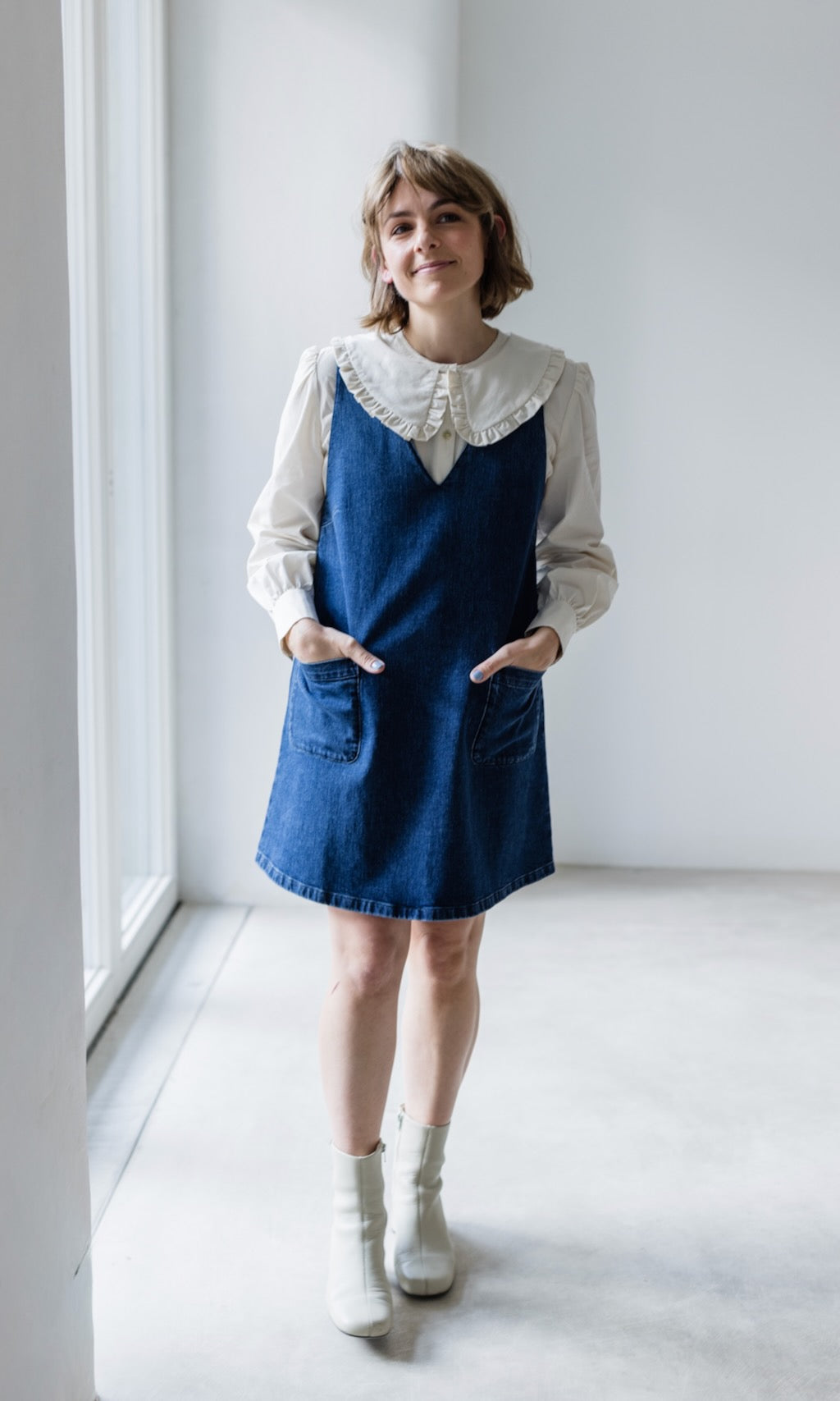 Kurzes Jeanskleid Audrey in Denim Blau aus Bio Baumwolle