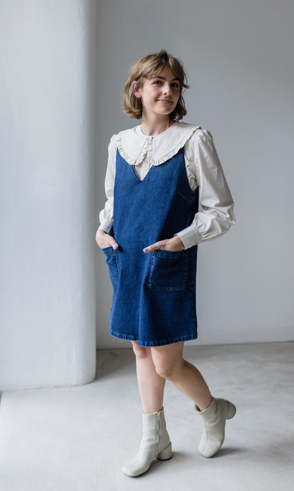 Kurzes Jeanskleid Audrey in Denim Blau aus Bio Baumwolle