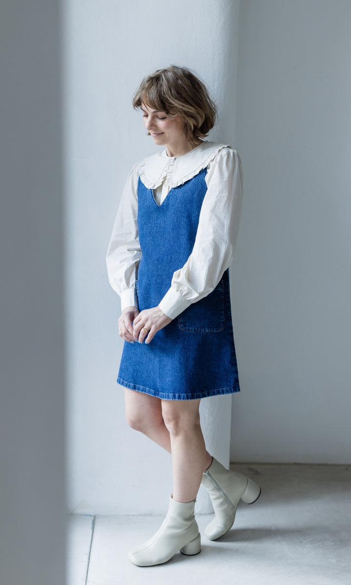 Kurzes Jeanskleid Audrey in Denim Blau aus Bio Baumwolle