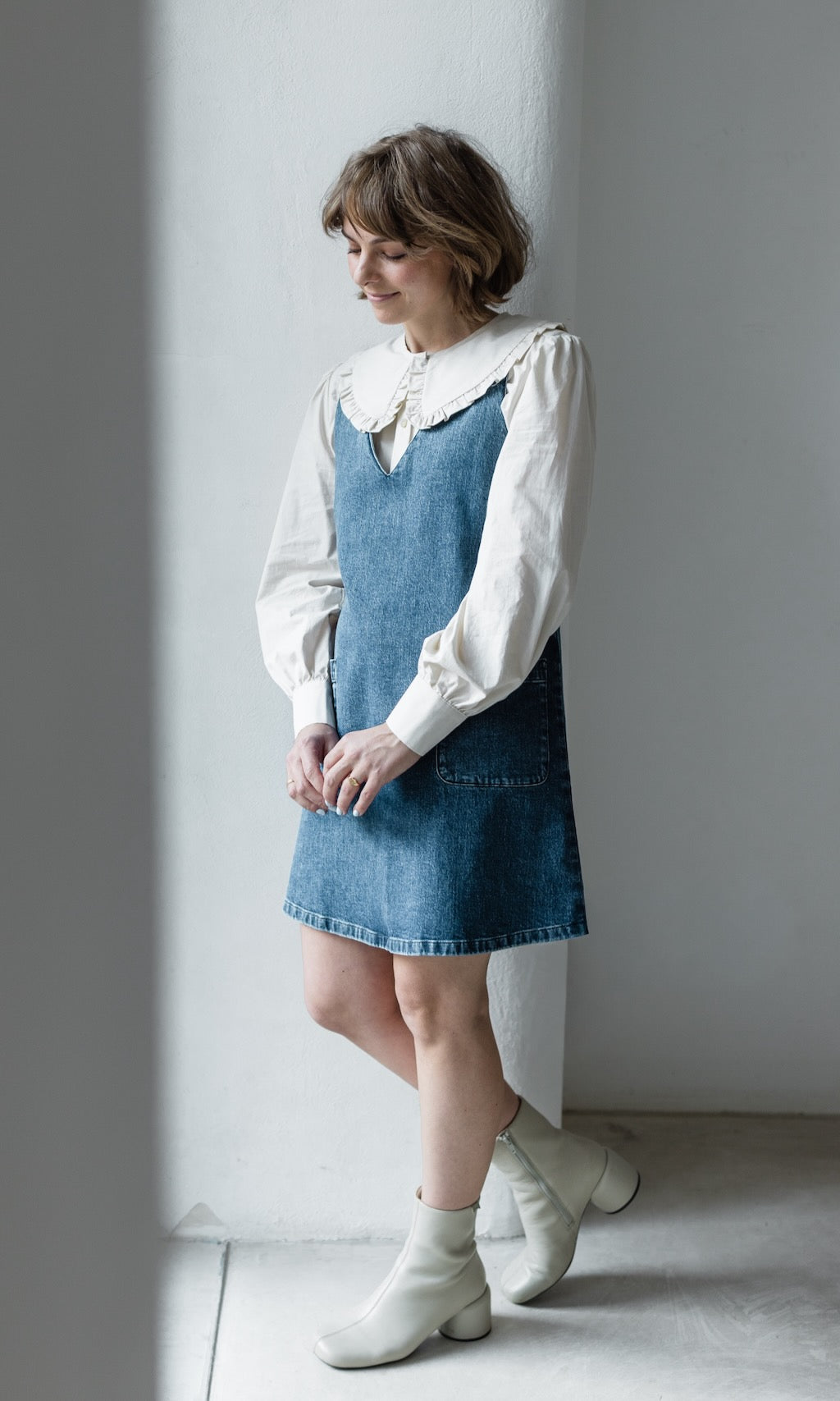 Kurzes Jeanskleid Audrey - abricot coco