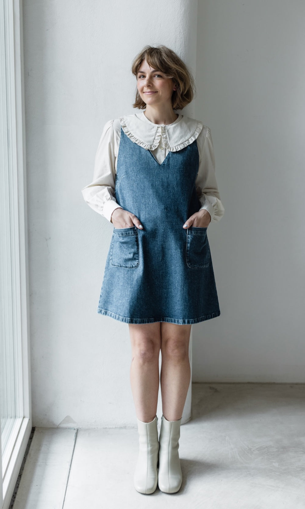 Kurzes Jeanskleid Audrey - abricot coco