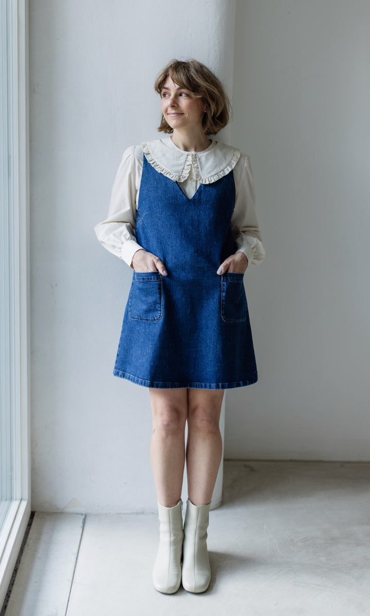 Kurzes Jeanskleid Audrey in Denim Blau aus Bio Baumwolle