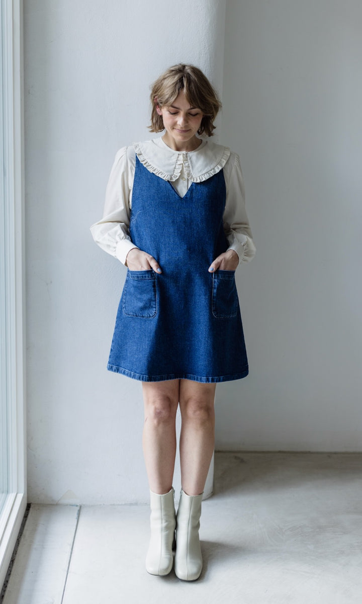 Kurzes Jeanskleid Audrey in Denim Blau aus Bio Baumwolle