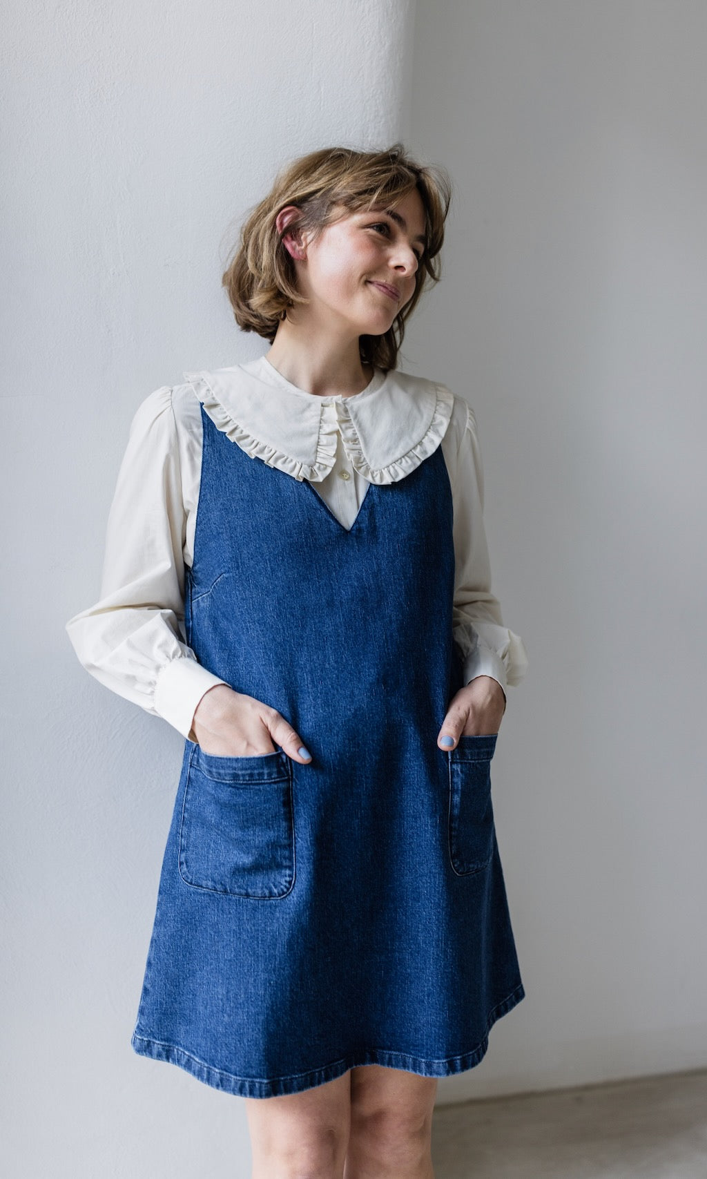 Kurzes Jeanskleid Audrey in Denim Blau aus Bio Baumwolle