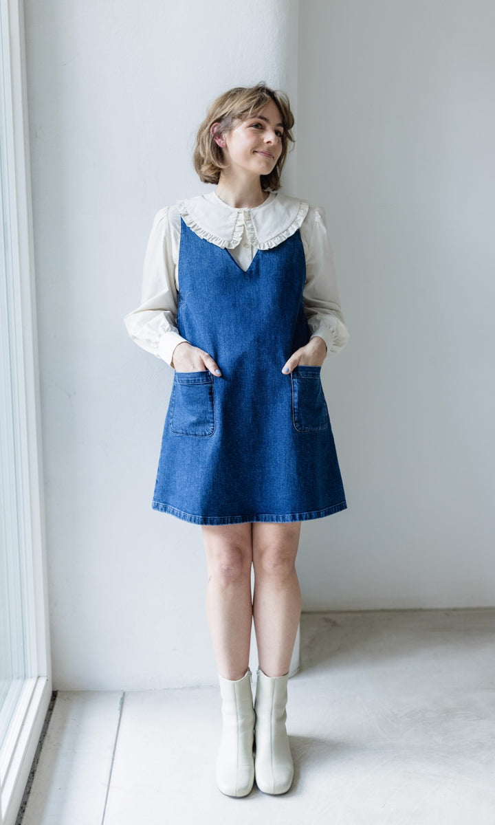 Kurzes Jeanskleid Audrey in Denim Blau aus Bio Baumwolle