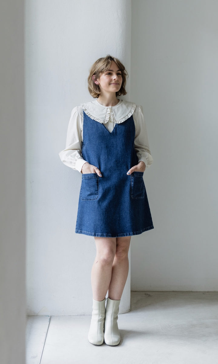 Kurzes Jeanskleid Audrey in Denim Blau aus Bio Baumwolle